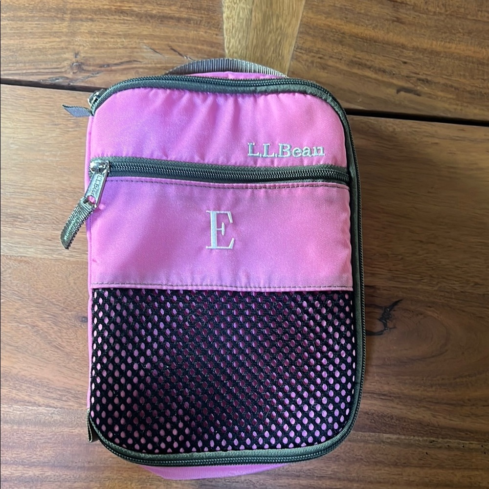 L.L. Bean Pink and Black Lunch Tote E
